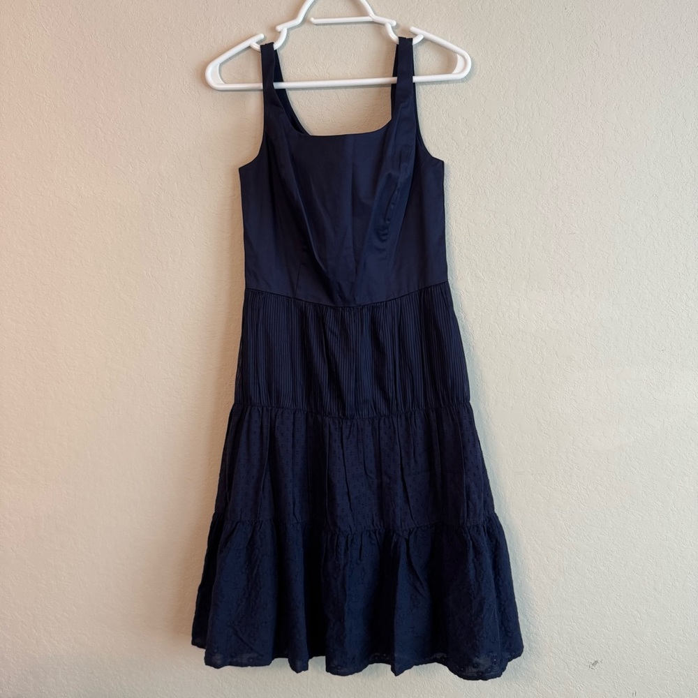 Isaac Mizrahi Navy Blue Square Neck Sleeveless Sun Dress 4